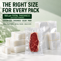 Sacs sous vide en gros, qualité alimentaire PE PA 160 microns, pochettes anti-perforation gaufrées pour viande fraîche et volaille en supermarché