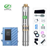 Pompe solaire submersible haute pression Difful AC/DC à impeller en plastique 750W 1HP pour puits profond et irrigation
