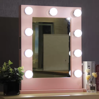 Miroir cosmétique contemporain à LED Miroir de coiffeuse en verre personnalisé Petit miroir de courtoisie en métal pour chambre de filles