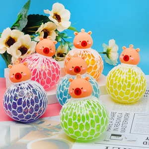 2025 Colorful Doll Decorations TPR Stress <b>Ball</b> Stress Relief Rubber <b>Squeeze</b> Grape Shape Mesh Trending Stress <b>Ball</b> - Product Image 3