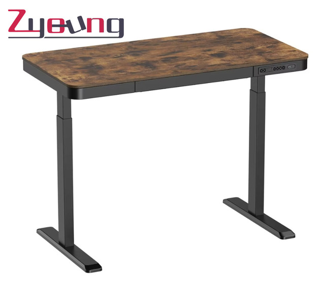 Modern Design Electric Standing Height Adjustable Office Desk for Adults Simple Wooden Panel Style Computer Table