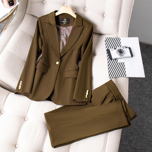 Women's Blazer Polyester Woolen Full Sleeve Anti-Wrinkle Winter Formal Wear Slim Fit Professional Elegant Office Outfit - Product Image 4