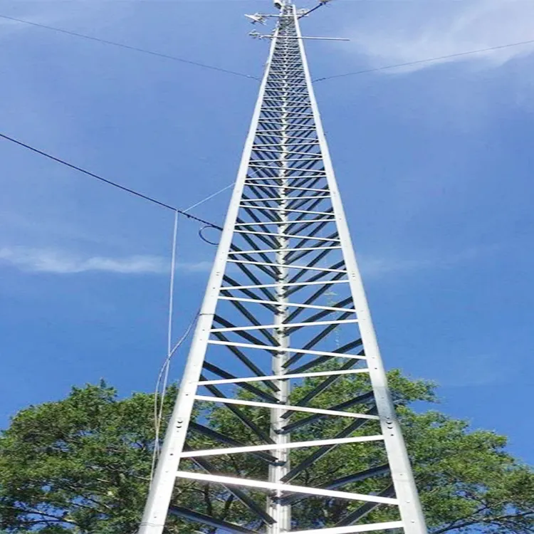 Melek çelik hücresel mobil galvanizli telekomünikasyon kulesi
