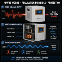 Stabilisateur de tension DELIXI, régulateur de tension automatique monophasé 220V AVR certifié CE TND 0.5kVA, régulateur de tension triphasé