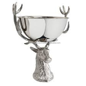 Seau à vin en acier inoxydable avec poignée pour visage de cerf Seau à champagne en métal élégant avec fonction de seau à glace - Product Image 4