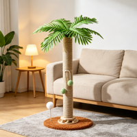 CocoSpin 70cm, griffoir pour chat à 4 niveaux, écologique, en bois, avec piste tournante, en bambou et lin blanc, tissage hybride, facile à assembler