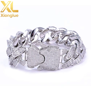 Unisex Chunky Cuban <b>Bracelets</b> 14K Gold Plated <b>Copper</b> Alloy Claw Setting 6 Row CZ Chains Hip Hop - Product Image 6