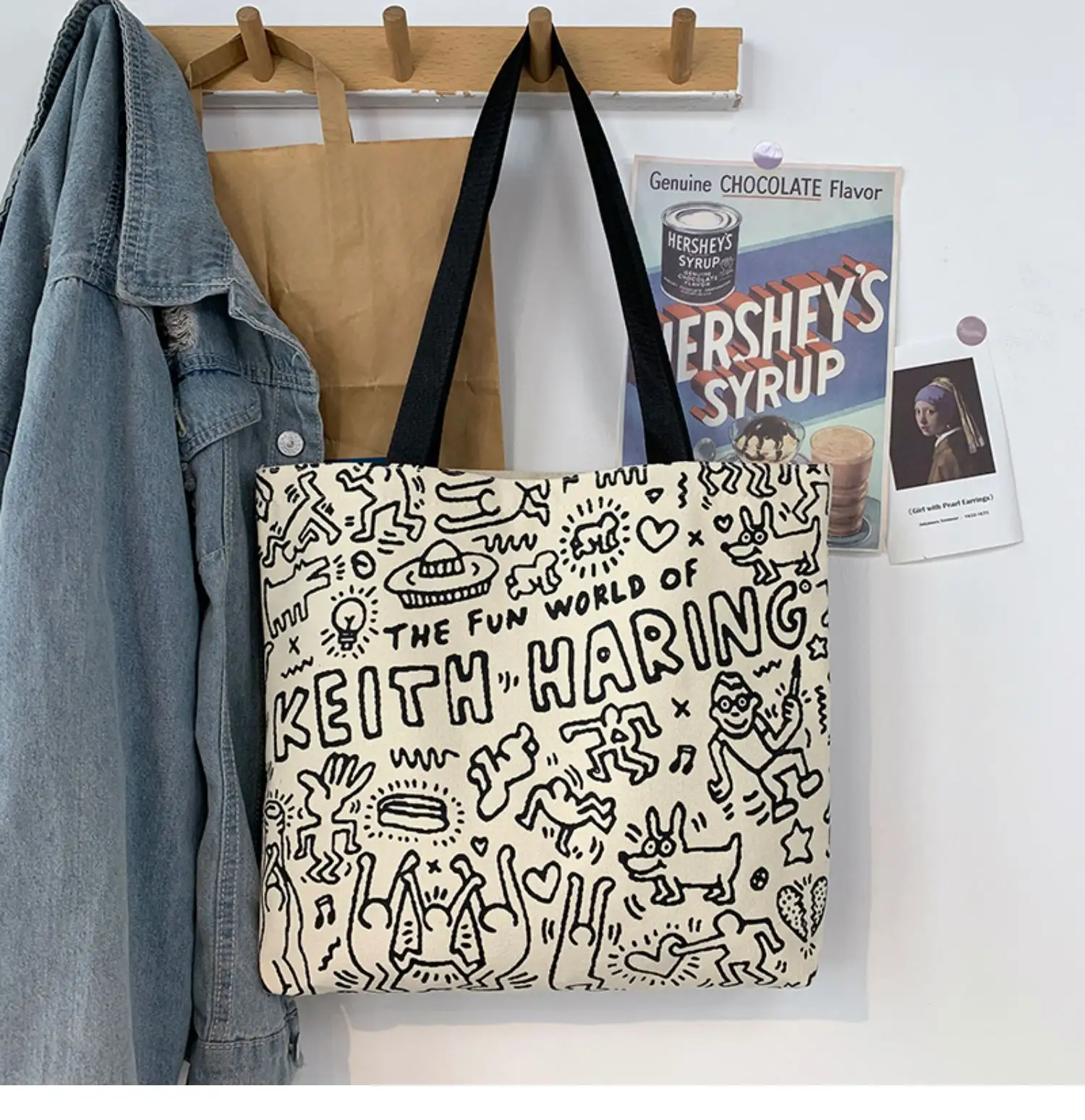Custom Logo Printed Large Canvas Cotton Tote Bag For Shopping Organic Canvas Cloth Shopping Cotton Bag
