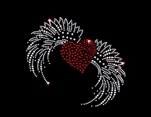 Calcomanía de transferencia de calor de hierro con diseño de ala de Ángel de corazón <span class=keywords><strong>rosa</strong></span>, motivo de cristal de diamantes de imitación en vidrio, calcomanía de hierro de fijación en caliente - Product Image 3