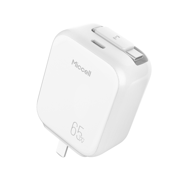Miccell GaN Charger 20W 30W 65W Usb c Charger Kit Type c Smart Usb Fast Charger With Retractable Cable for iPhone