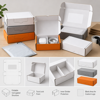 Boîte d'expédition noire pour câble de chargeur et écouteurs gris-orange, avec logo personnalisé, pour boîtes d'expédition en carton ondulé personnalisées