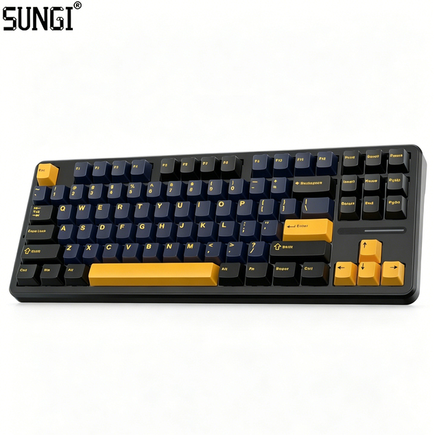 87 Key Triple Mode Mechanical Keyboard RGB Backlit Rechargeable Hot Swappable Gasket Structure Gaming Keyboard with PBT Keycaps
