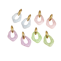 Pendientes Colgantes de Acero Inoxidable de Alta Gama con Baño de Oro, Joyería de Oreja de Resina en Colores Macaron, Lindos y Sencillos, Venta al por Mayor de Moda Transfronteriza