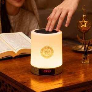 Equantu Quran Speaker with for 7-Color <b>LED</b> App & Touch Control Azan <b>Clock</b> 17 Languages 15 Reciters 8GB Memory Muslim Gift - Product Image 4