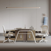 Poste de travail moderne en bois pour 2, 4 ou 6 personnes avec cloison de bureau, chaise et table d'ordinateur, écologique