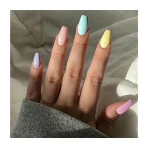 Custom Designer Fake Nail Solid Color Pure Mixed Shinning Trendy Fashion Easy Apply Personalized Faux Ongles False Nail