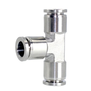 Conexiones Neumáticas de Empuje Rápido BSPP de Latón Niquelado con Rosca en T de Hofujng - Product Image 5