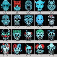 Masque lumineux mascarade EL panneau contrôlé par la voix Halloween masque effrayant LED masque danse discothèque Halloween maquillage musique fête