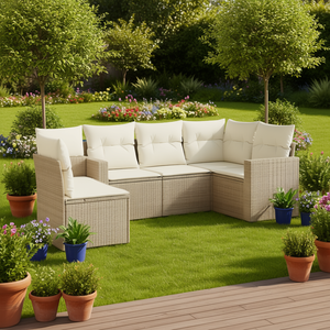 Ensemble de canapés de jardin modulaires compacts en rotin beige, meubles d'extérieur élégants - Product Image 2