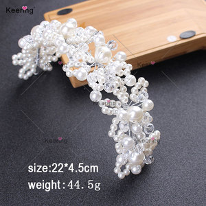 Applique en perles faites à la main <span class=keywords><strong>de</strong></span> luxe, fil <span class=keywords><strong>métallique</strong></span> avec des perles brillantes, accessoires pour robes <span class=keywords><strong>de</strong></span> mariée WHD-099 - Product Image 2