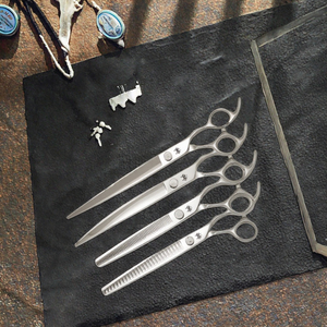 Professional 7.5/8inch Stainless Steel Piano <b>Teeth</b> Curved Chunker for Dogs Japanese 440C Pet Grooming Scissors - Product Image 3