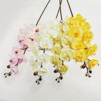 Batang Anggrek Phalaenopsis Kuning Buatan, Sentuhan Asli, Bunga Anggrek Kupu-kupu Sutra Palsu untuk Dekorasi Rumah, Pernikahan, Grosir