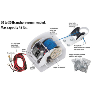Verricello Elettrico Portatile 12V per Barche, Sollevatore di Ancore per Acqua Dolce e Salata con Corda Intrecciata da 30,5m - Product Image 4