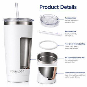 Custom Logo 30oz Slim Vacuum Tumbler Stainless Steel Insulated Travel Mug Reusable Coffee <b>Cup</b> with Straw for Hot Cold Drinks - Product Image 2