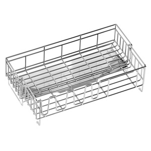 ชั้นวางจานสแตนเลสทรงสี่เหลี่ยมทันสมัย แห้งเร็ว สำหรับวางบนเคาน์เตอร์ครัว พร้อมที่เก็บตะเกียบและกล่องเก็บแก้ว - Product Image 5