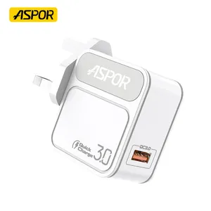 Aspor 3A QC3.0 adaptor pengisi daya ponsel dinding portabel USB pengisian cepat untuk Android Samsung huawei