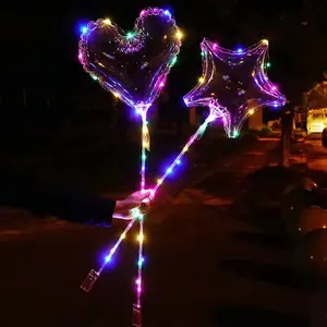 발렌타인 생일 파티 축제 장식 도매 투명 라이트 업 버블 풍선 LED 보보 풍선