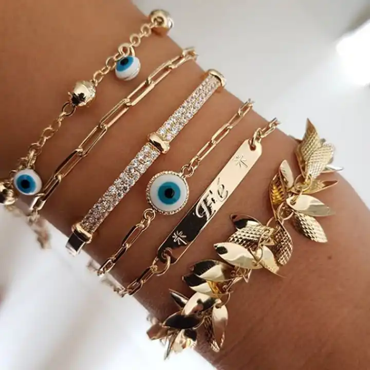 Classic Turkish Gold Evil Eye Gold Chain Bracelet – Ishka