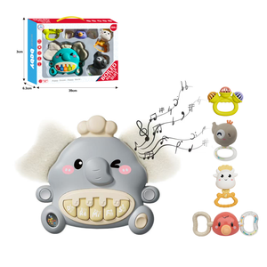 Juego <span class=keywords><strong>de</strong></span> Sonajero y Piano <span class=keywords><strong>de</strong></span> Elefante para Bebés, Juguetes Musicales para la Dentición con Luz y Sonido, Juguete Educativo Temprano para Bebés <span class=keywords><strong>de</strong></span> 18 Meses en Adelante - Product Image 1