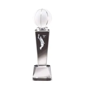 Wd Custom Voetbal 3d Laser Acryl Kristallen Trofee Badminton Cricket Basketbal Baseball Golf Grote Kristallen Bol Trofee Award