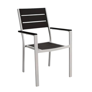 SILLA DE METAL BLANCO Y PLÁSTICO CON EFECTO MADERA ANTRACITA - Product Image 1