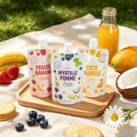 Pochette Doypack Réutilisable Personnalisée à Impression Colorée avec Bec Verseur pour Jus, Gelée, Purée de Fruits, Aliments pour Bébé et Yaourt