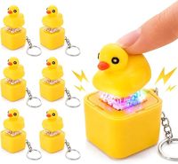 Jouet anti-stress lumineux et sonore en forme de canard ou grenouille, avec bouton de clavier, porte-clés en plastique, pendentif pour sac à dos, cadeau amusant