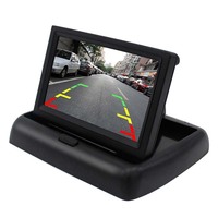 Layar Lipat Mobil Monitor 5 Inci 12-24V TFT LCD Warna HD untuk CCTV Mobil, Pandangan Belakang, Layar Mobil Portabel untuk Mundur