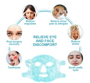 Mascarilla Facial Reutilizable de Perlas de <span class=keywords><strong>Gel</strong></span> con Revestimiento de Felpa, Transferencia de Temperatura Uniforme, Uso Dual Frío/Calor, Compresa Facial para Cuidado - Product Image 4