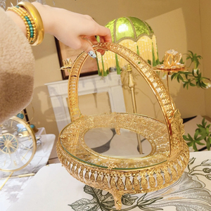 Panier <span class=keywords><strong>à</strong></span> <span class=keywords><strong>fruits</strong></span> de luxe multifonction <span class=keywords><strong>en</strong></span> métal doré et <span class=keywords><strong>verre</strong></span> avec poignée, décoration écologique pour la maison, idéal pour les mariages et les fêtes, MOQ 12 pièces - Product Image 5