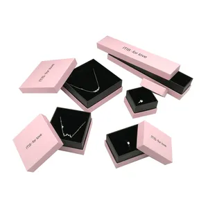 Luxe Fluwelen Sieraden Ketting Ring Custom Logo Cadeau Papieren Verpakking Sieraden Oorbel Doos