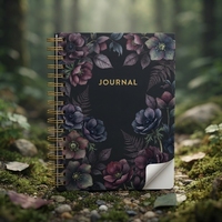 Carnet de notes de luxe personnalisé A5, motif floral, couverture rigide, reliure spirale, style vintage, impression dorée