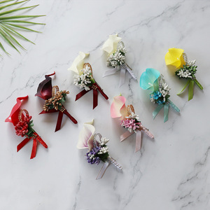 Ramillete DE BODA caliente novio novia ramillete PU Calla Lily broche hecho a mano fiesta de graduación ramillete de flores artificiales - Product Image 6