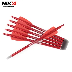 Nika tir à l'arc arbre en aluminium rouge flèche boulon 100 points de champ de grains insérer des flèches de chasse en aluminium encoche