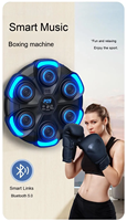 Cible de boxe musicale LED intelligente à fixer au mur, appareil d'entraînement physique en PU noir