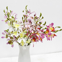 Meirui Nouveau Style Mini Orchidée Araignée à 2 branches Dendrobium Fleurs Artificielles Décoratives en Plastique Imprimées en 3D pour Hôtels, Mariages et Salons