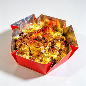 Caja de Embalaje para Arroz Frito con Logotipo Personalizado, Caja de Aluminio para Paella para Llevar, Pollo Asado Halal, Biryani Árabe, Bukhari Mandi - Product Image 1