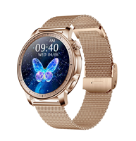 Montre connectée élégante pour femmes V65 avec écran AMOLED de 1,32 pouces, prévisions météo, alarme intelligente, rappel SMS, suivi de la santé, boussole, Wearfit Pro