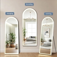 Miroir LED moderne sur mesure avec cadre en aluminium, miroir sur pied à pleine longueur avec commande tactile intelligente pour magasin de vêtements