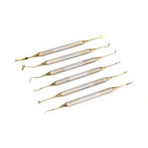 Ensemble de 6 spatules dentaires manuelles en acier inoxydable allemand pour le remplissage de résine composite, restauration précise professionnelle, chirurgie dentaire - Product Image 1